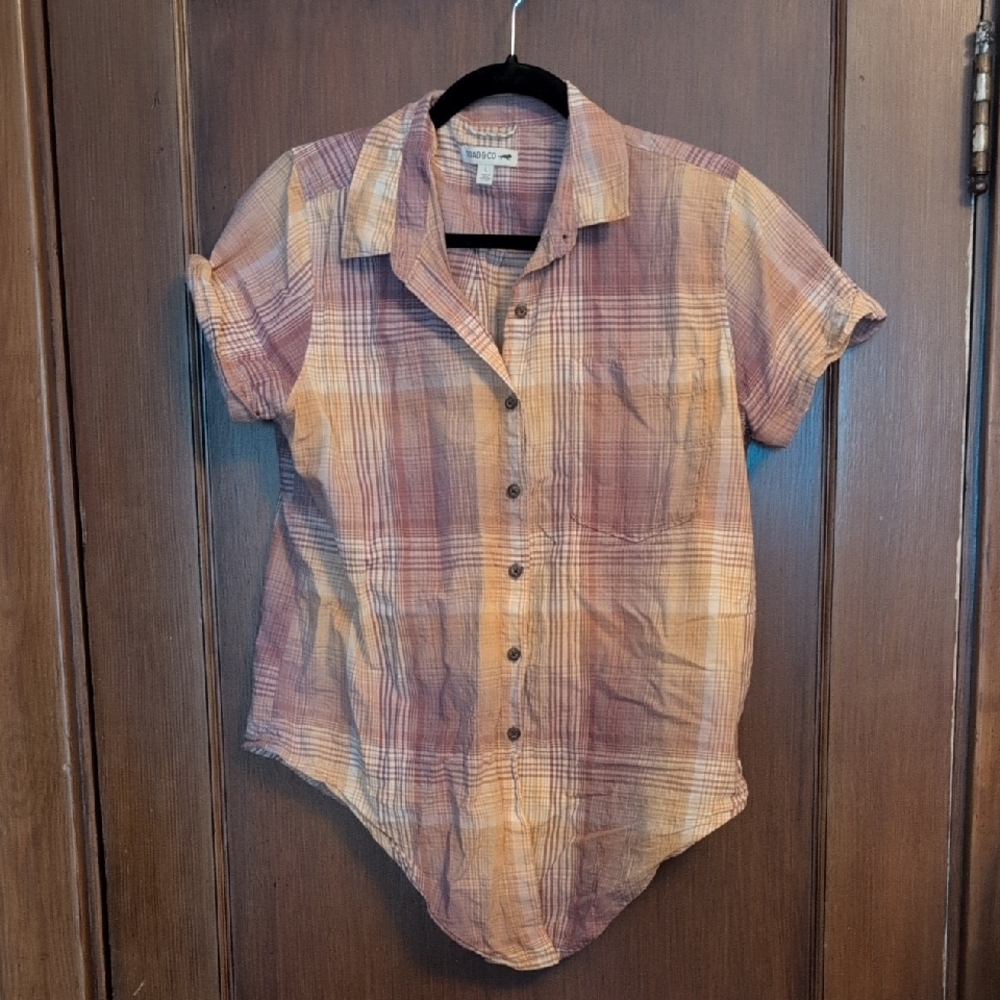Plaid Short Sleeve Button-Up Shirt